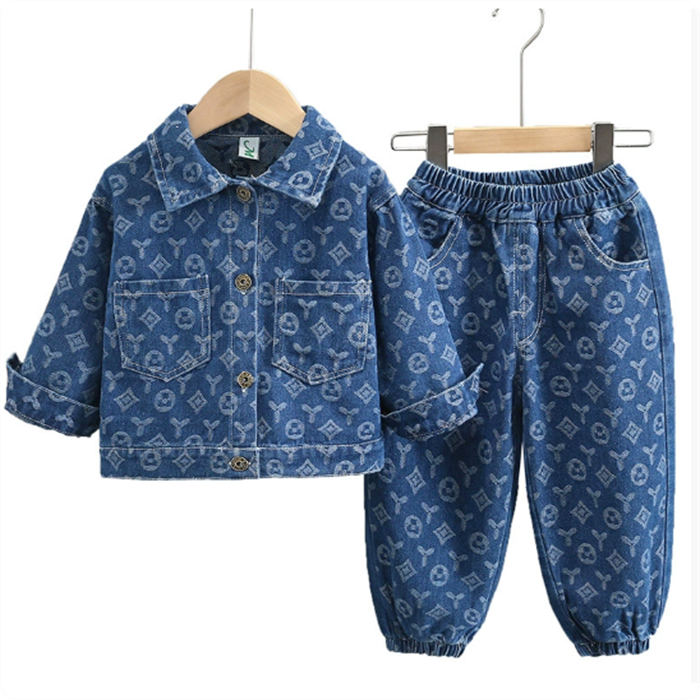 2026 New Kids perfume Clothing Sets Fashion Print Tracksuits Boys Girls Cowboy Tops Jackets + Casual cologne Pants 2Pcs Outfit Child 26Y0805