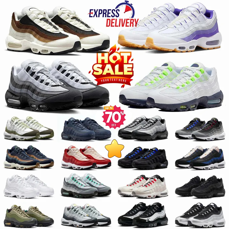 Free Shipping Mens 95 Neon designer Running Shoes Classic Triple Black White Yellow Cool Grey Olive Midnight Navy Men 95 95s Trainers Sports Sneaker