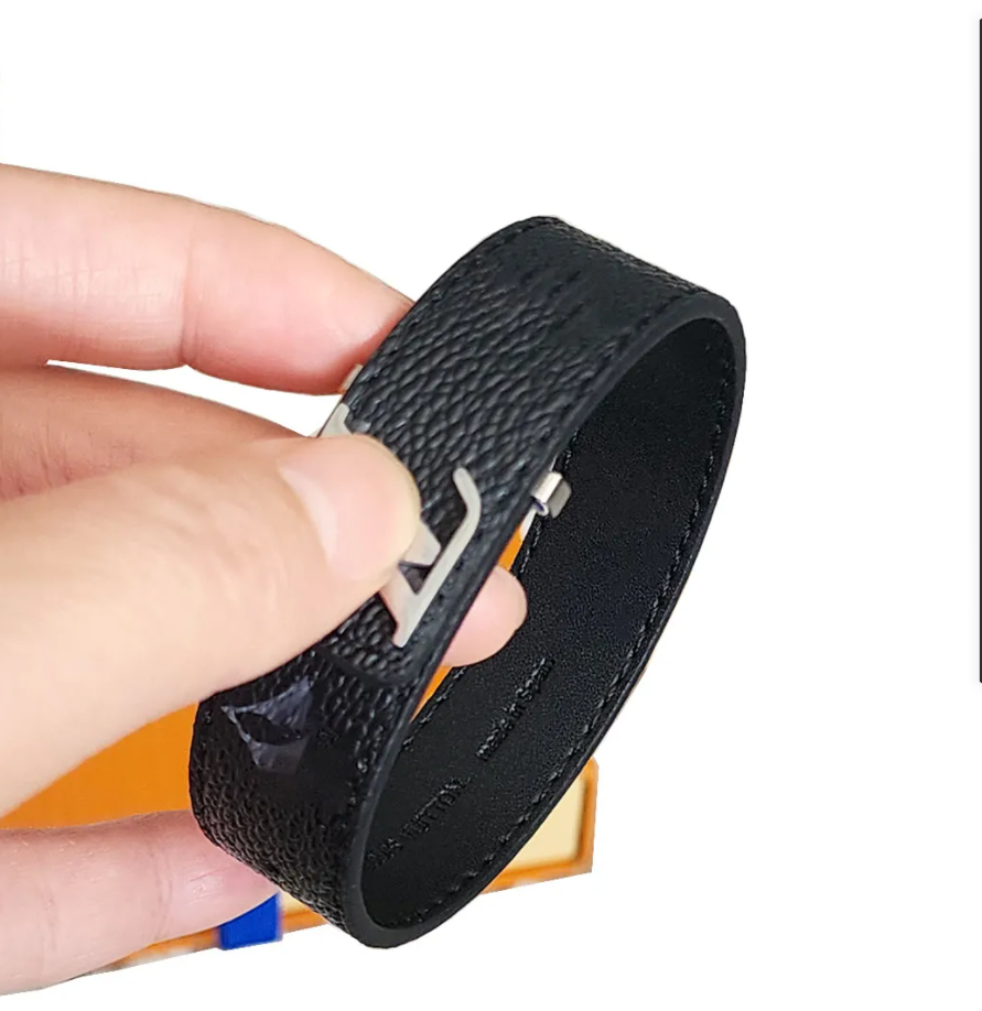 Luxury Men Leather Bracelet Bangle Black With Womens Birthday Gifts Bangle Hand Jewelry Christmas Fashion Style Gift Bracelet-image-518239765