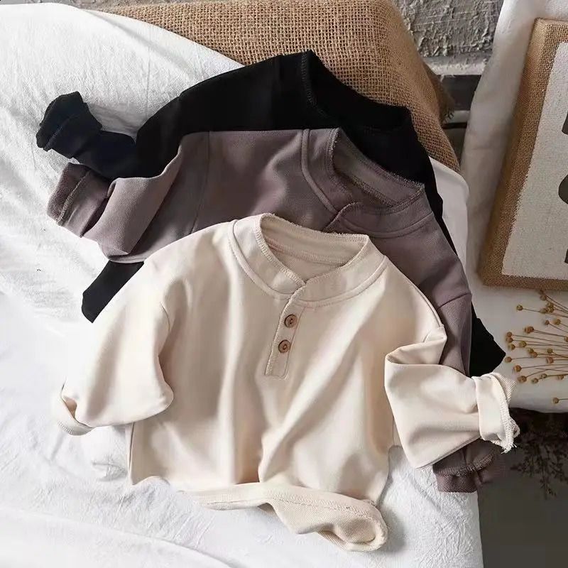 w571 Korean Childrens Casual Long-sleeved T-shirt Spring Autumn Boys and Girls Cotton Top T-shirt Childrens Bottom Shirt-image-1081294016