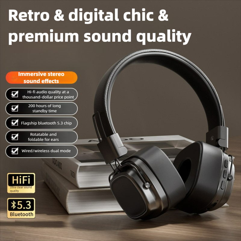 High-Quality Over-Ear Design + For Gamers, Music Lovers & Daily Users + Wireless Bluetooth Headphones + TF Card Support, Long Battery Life, Clear