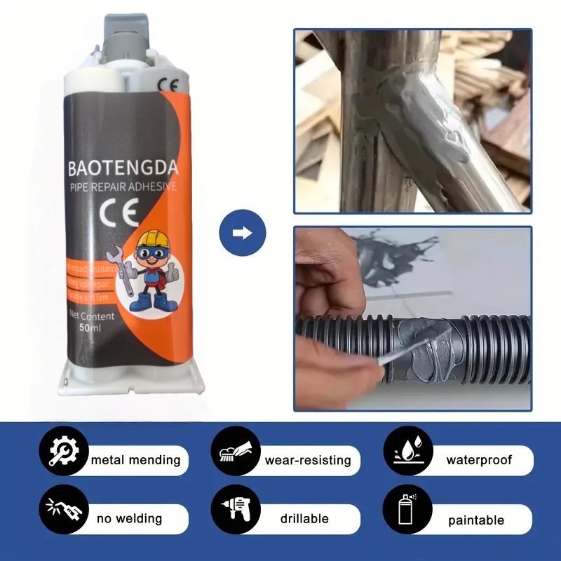 Baotengda Pipe Repair Adhesive, 25ml/50ml Epoxy Resin Glue, Hard & Eco-Friendly with 30-Minute Curing for Pipe Leak Repair-2-image-1081239727