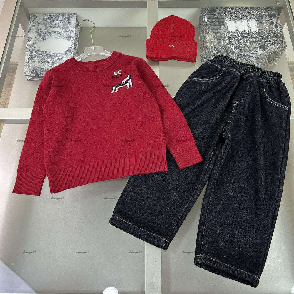 Top Tracksuits baby Coat Autumn Hoodie set Kids designer Clothes sweater jeans and Knitted hat A901X25N303-image-1081228621