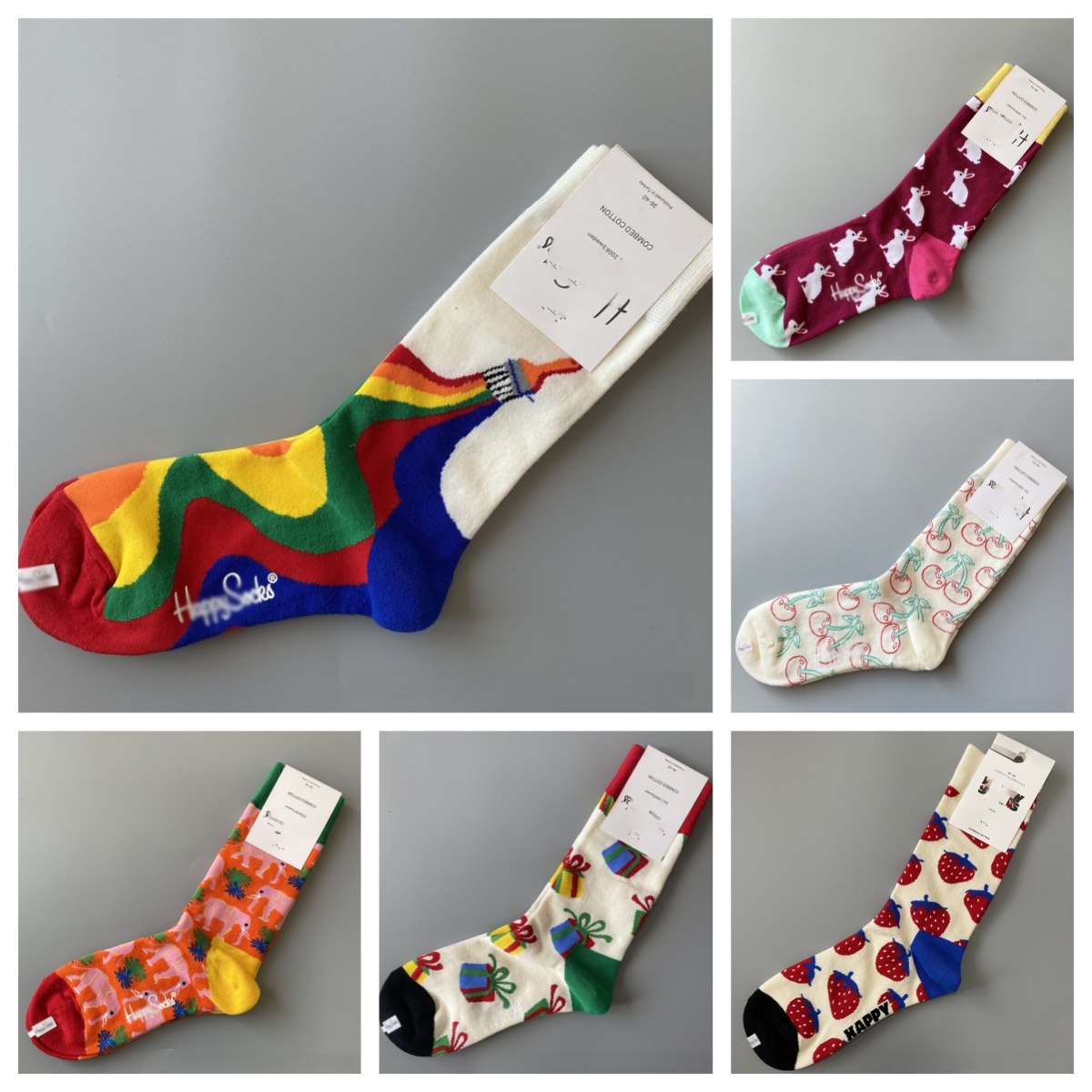 Crew Socks Cotton Knit Mid Calf Colorful Graphic Sports Hosiery Mens Luxury Color Block Soft Novelty Streetwear Apparel Accessories