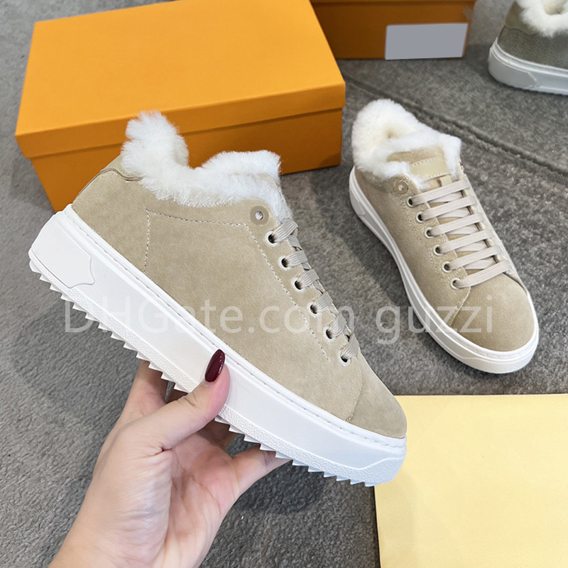 Designer Time shoe Out Sneaker womens winter sneakers suede Wool Fur Warm Low Top Casual Luxury Rubber Sports Shoes Classic Trainers