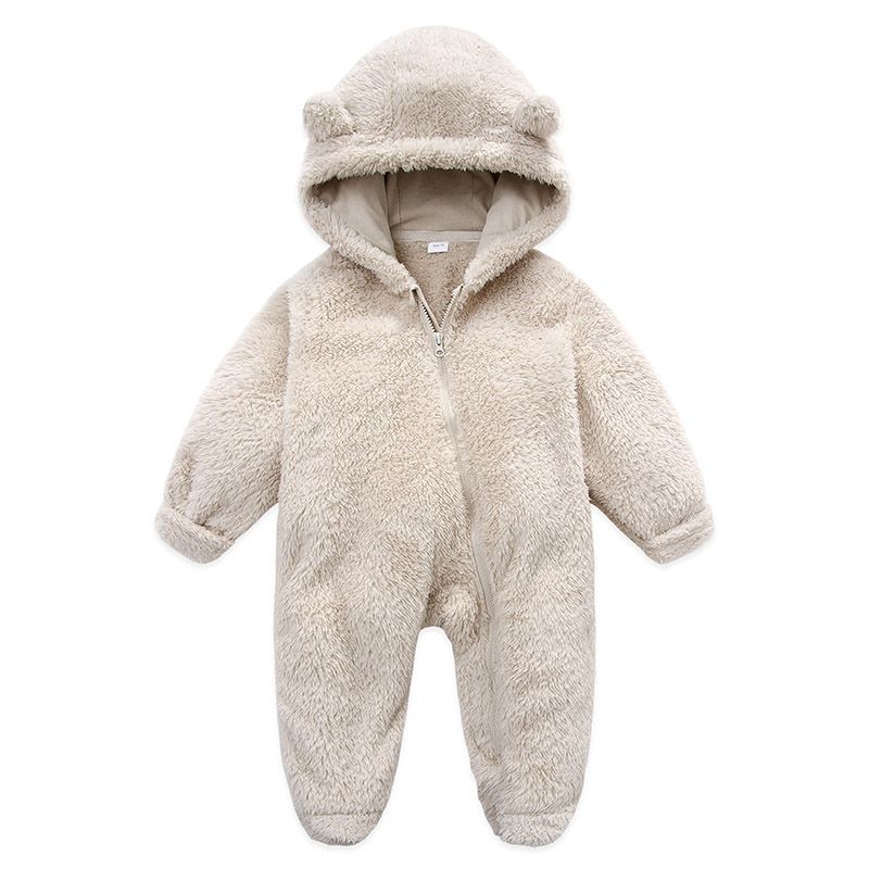 K591 Olekid Autumn Winter Newborn Overalls Plus Velvet Hooded Girl Romper 01 Years Infant Toddler Boy Jumpsuit Outfit Drop Delivery Baby-image-1081521223