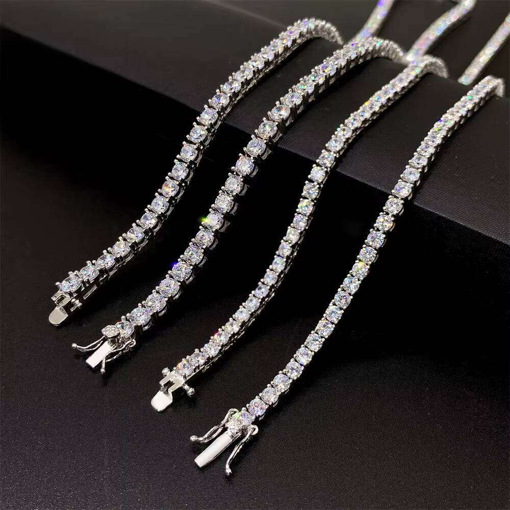 Hot Selling Sterling Sier Moissanite Tennis Chain Hip Hop Style Necklace