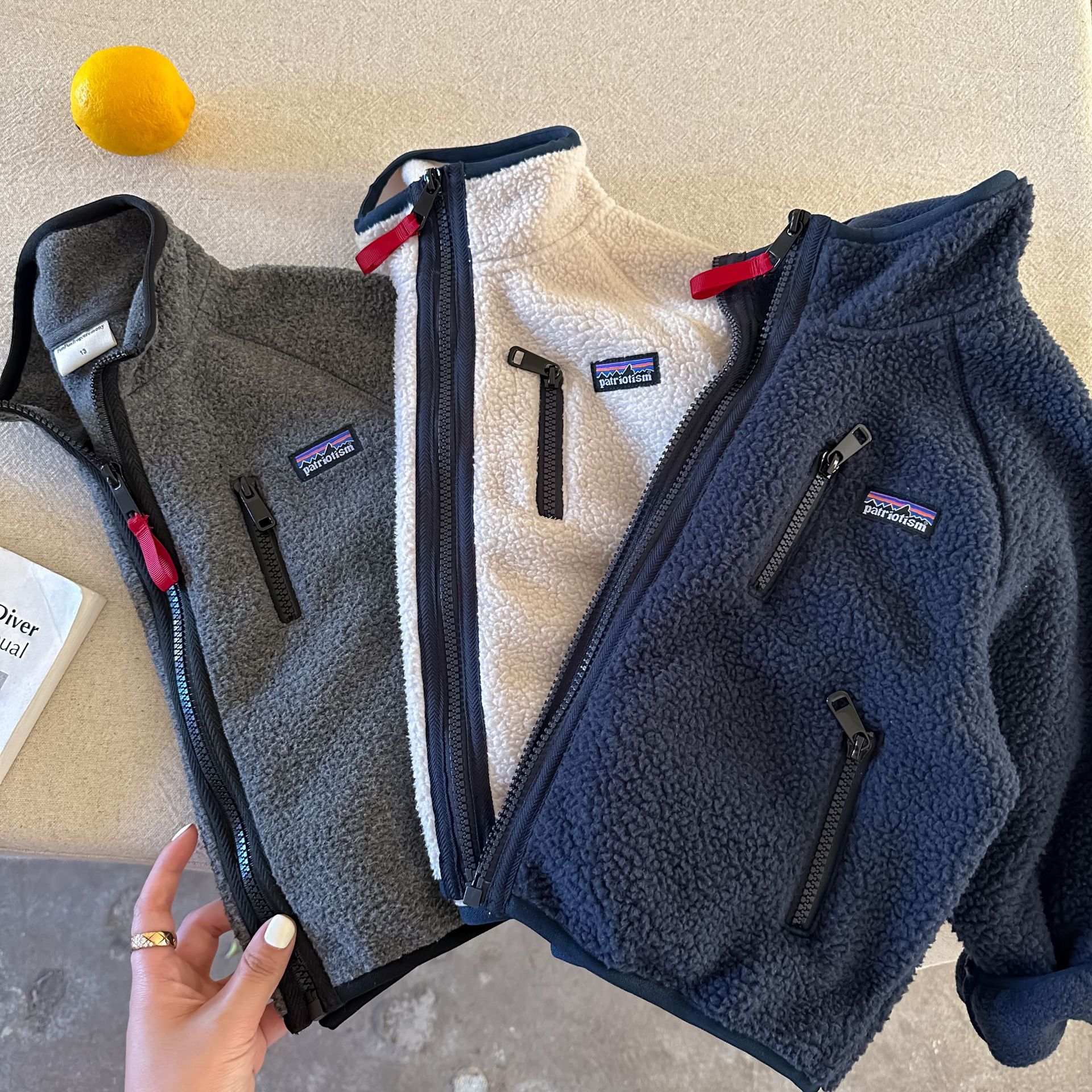 Patriotisme Enfants Veste en Coton Polaire Hiver Nouveau Stock Bébés Garçons Filles Mignon Manteau Doublé Sherpa avec Poches Kangourou Unisexe Vê