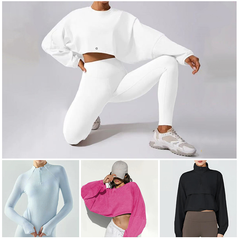 Accolade Series haut yoga femme manches longues top moulant sans dos taille gainante couleur unie crop plastique fitness