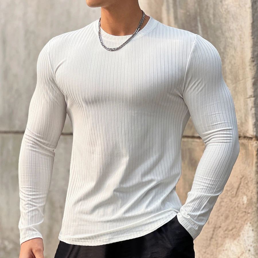 mens T shirt Solid colors Long Sleeve Slim Tshirt young men Pure color tee shirt Casual Tee men Long Sleeve tops 251024