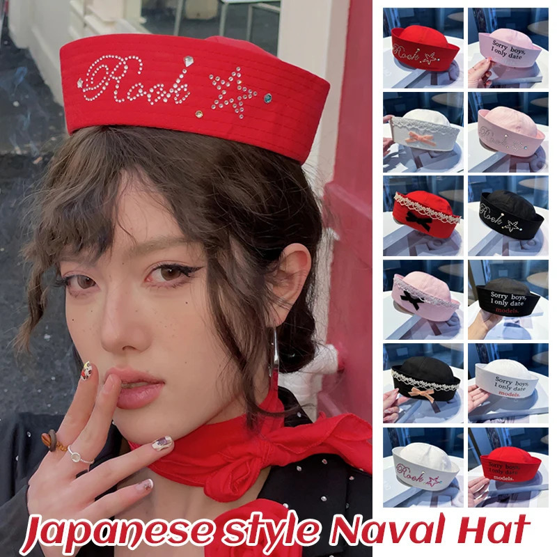 Hats Sailor Girl Cute Y2k Bow Japanese Korean Harajuku Beret Hat Spring Summer Travel Atmosphere Po Decorate Cap 251022 M260804