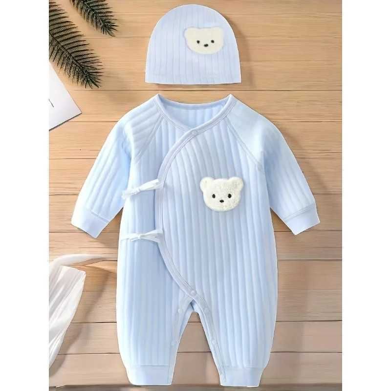 w578 All Seasons Cute Infant Newborn Baby Romper Baby Boy Girl Bear Cotton Jumpsuit with Hat-image-1081519493