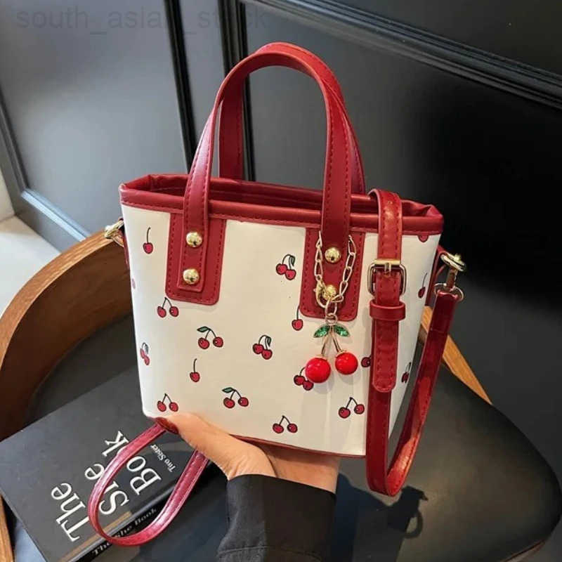 Women PU Shoulder Large Capacity Trendy Commuting with Cherry Pendant Stylish Crossbody Bag Aesthetic Handbag Z251024