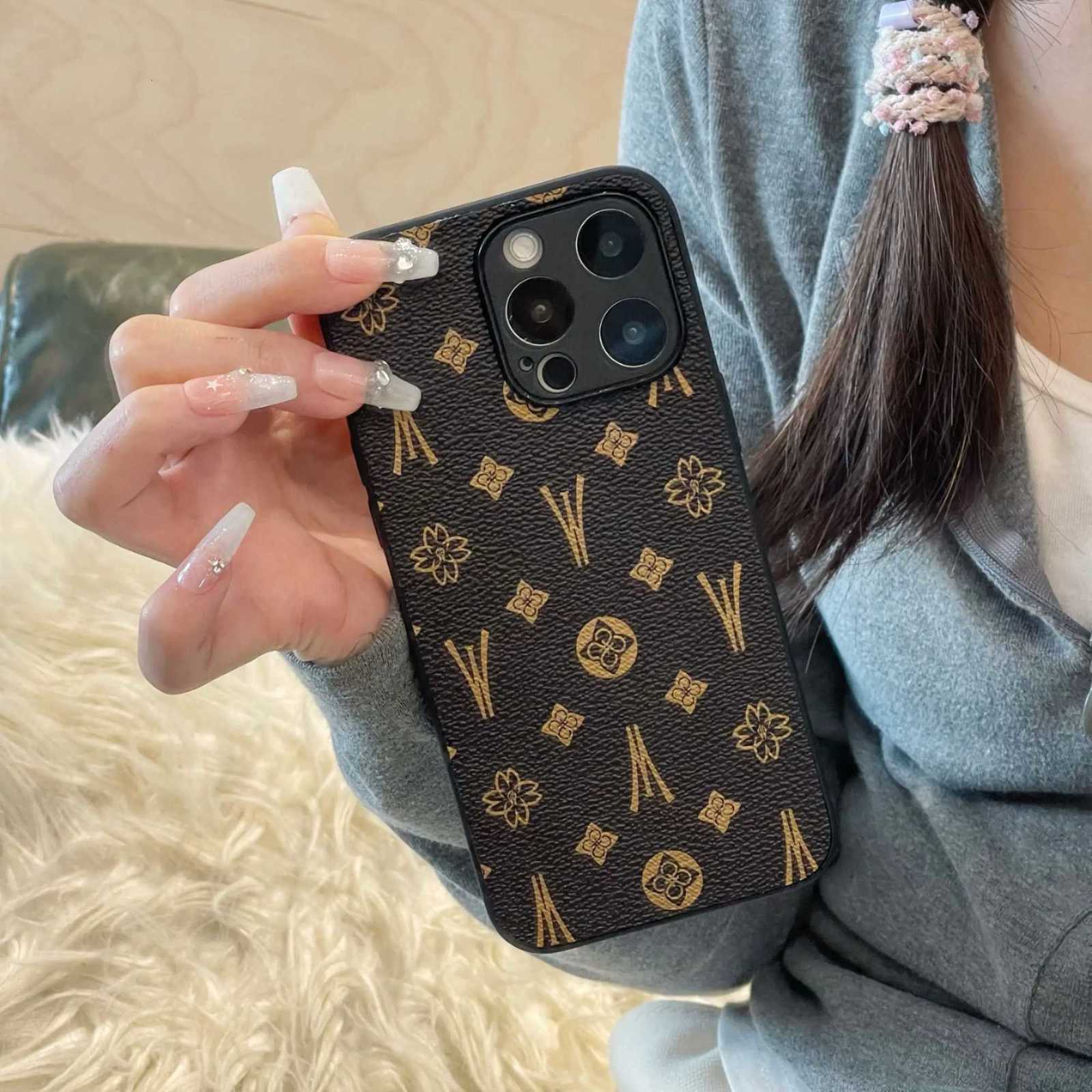Étui en cuir de luxe à la mode, étui de téléphone antichoc pour Iphone 11 12 13 14 15 16 Pro Max C251024