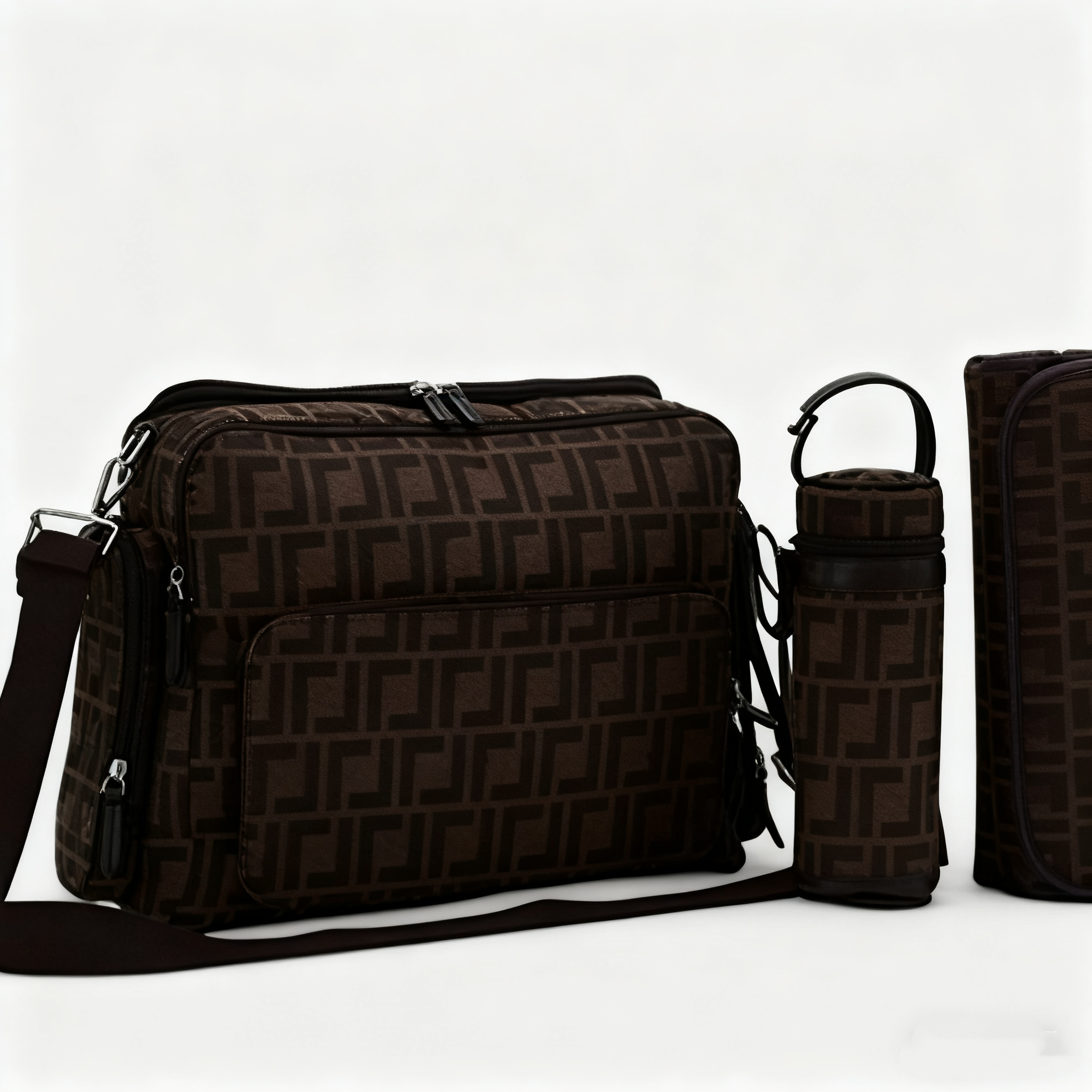 Ideas Bags Diaper Bags Baby Designer Mens Zipper Backpack Mummy Multi-function Messenger Diapers Bag 3pcs Set Print Leather Canvas Functional Dad-image-1081726548