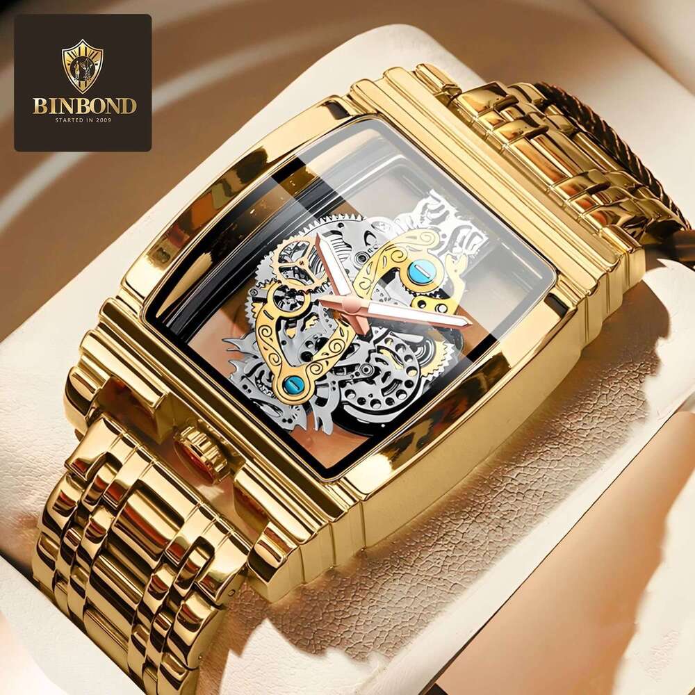 Fashion Barrel Motorcycle Gear Strip Hollow Tourbillon Genuine Leather Watch Men's Personalized Waterproof Luminous