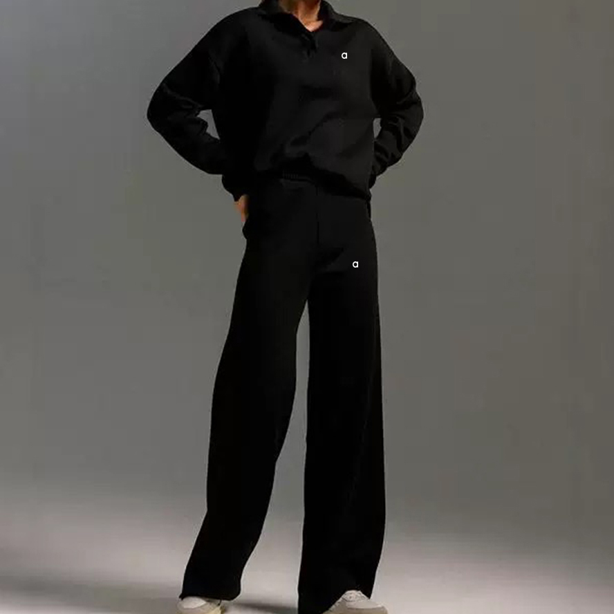 Alyoyoga Gym Set Women Sweater Yoga Outft Suits Two Piece Autumn Winter Neck Knitted Pullover Wide Leg Pants Jogger Suit Gym Tracksuit Homedecor8