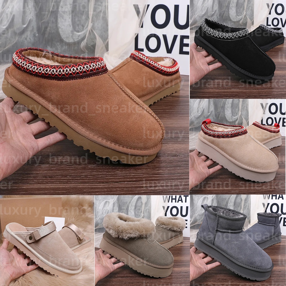 Tasmans designer boots for women slides sliders high quality platform boots fur slide classic winter boots snow chestnut-image-901753788