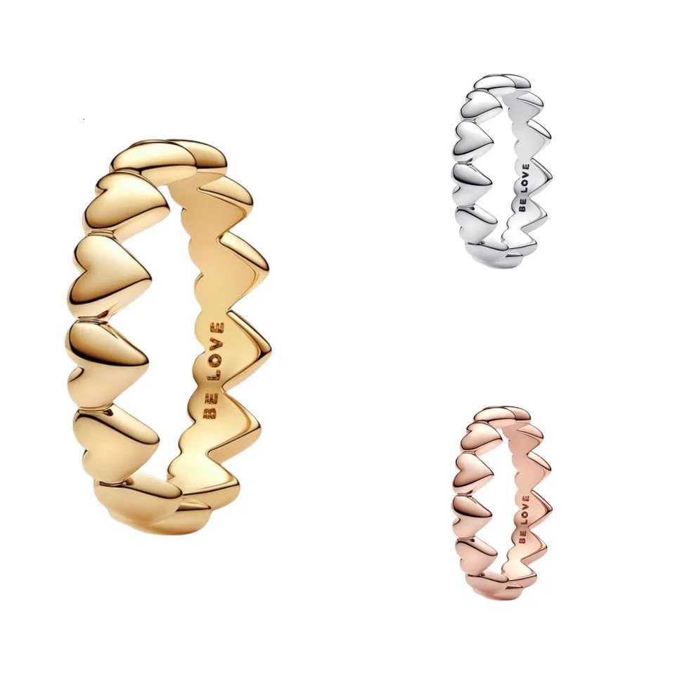 Vente chaude S925 En Argent Sterling Brillant Rangée En Forme De Coeur Bague Femmes Bague De Mode Beaux Bijoux Élégants Fête De Fiançailles GiftX