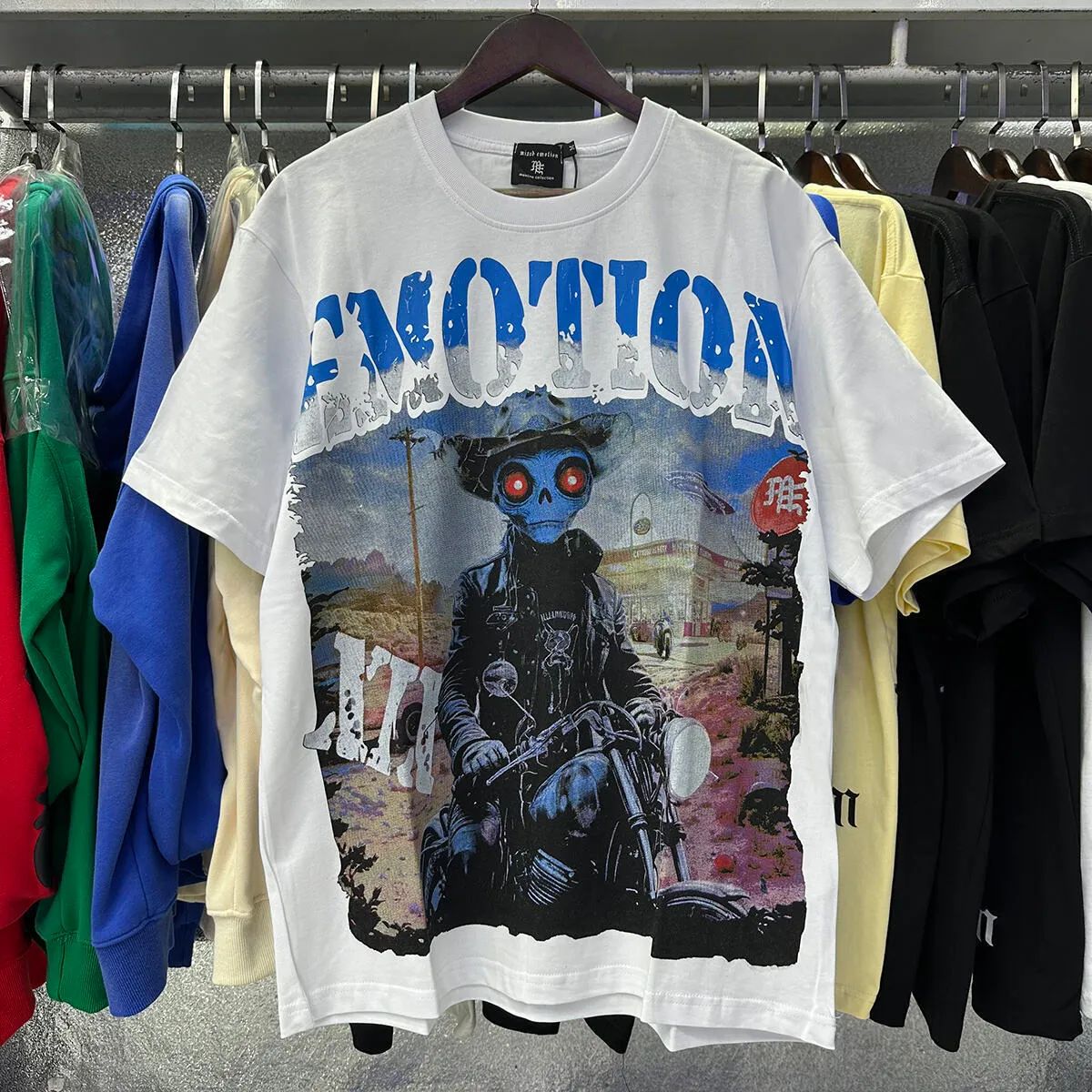 Mixed Emotions Mens Vintage Printed Tops Harajuku Y2k Clothes Oversized T Shirt Designer Streetwear Gothic Graphic Cropped Man Shorts Sleeveds