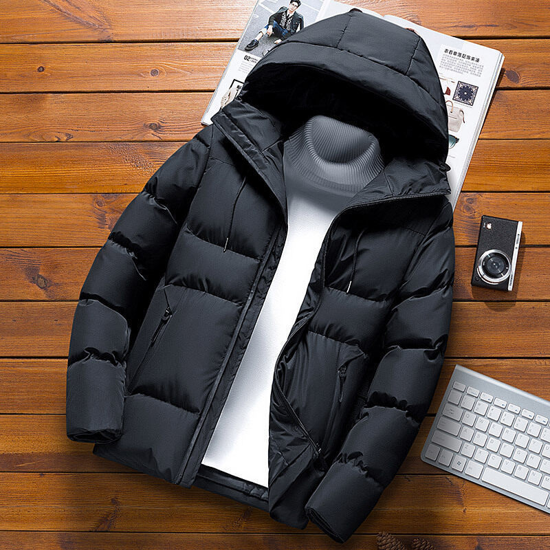 Quality Mens Parka Winter Jacket Men Cotton Padded Puffer Jackets Men Fashion Top Zipper Up Solid Color Outerwear Coats 201119