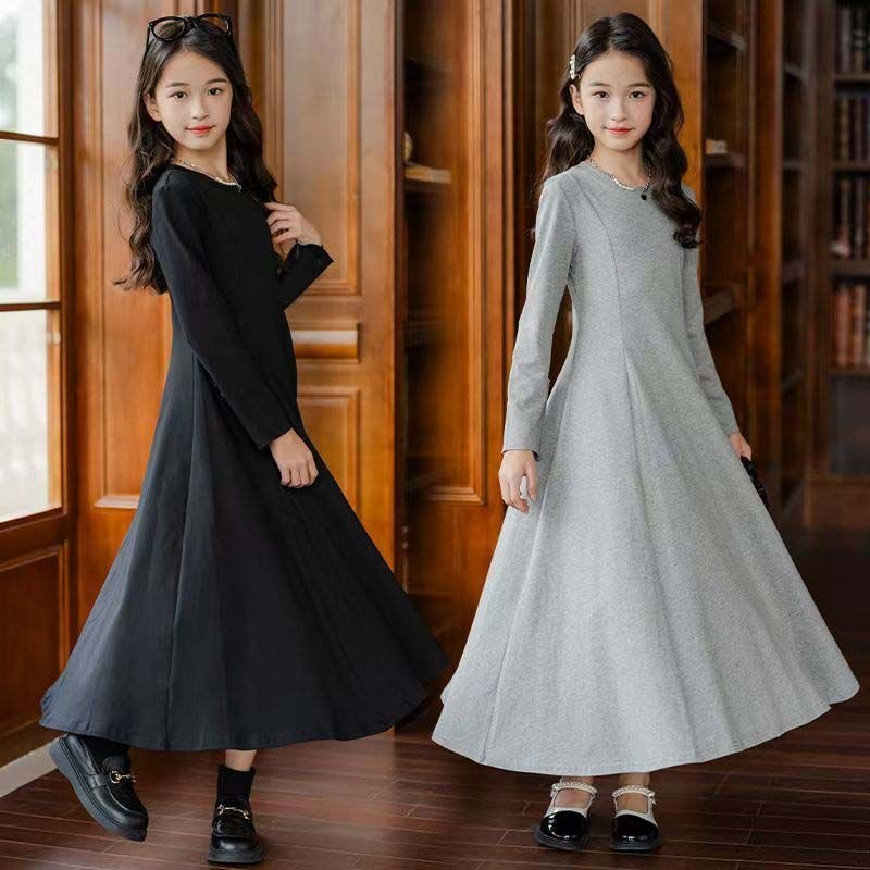 D526 Girls dress autumn 2025 new French long-sleeved big swing skirt temperament children&#039;s bottoming skirt spring and autumn skirt trend-image-1081688354