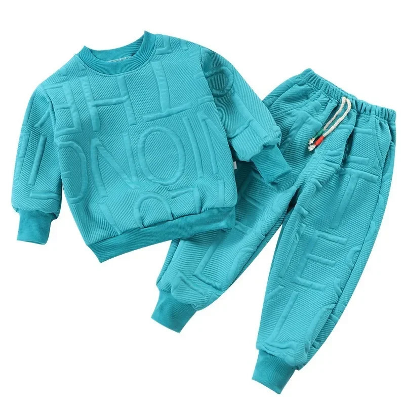 Boys 2Pcs Tracksuit Baby Girls Kids Casual Clothing Sets Baby Kids Sports Unisex Letter Pants Outfits 17 Ys Children Sweatshirt H25120818-image-1087715178