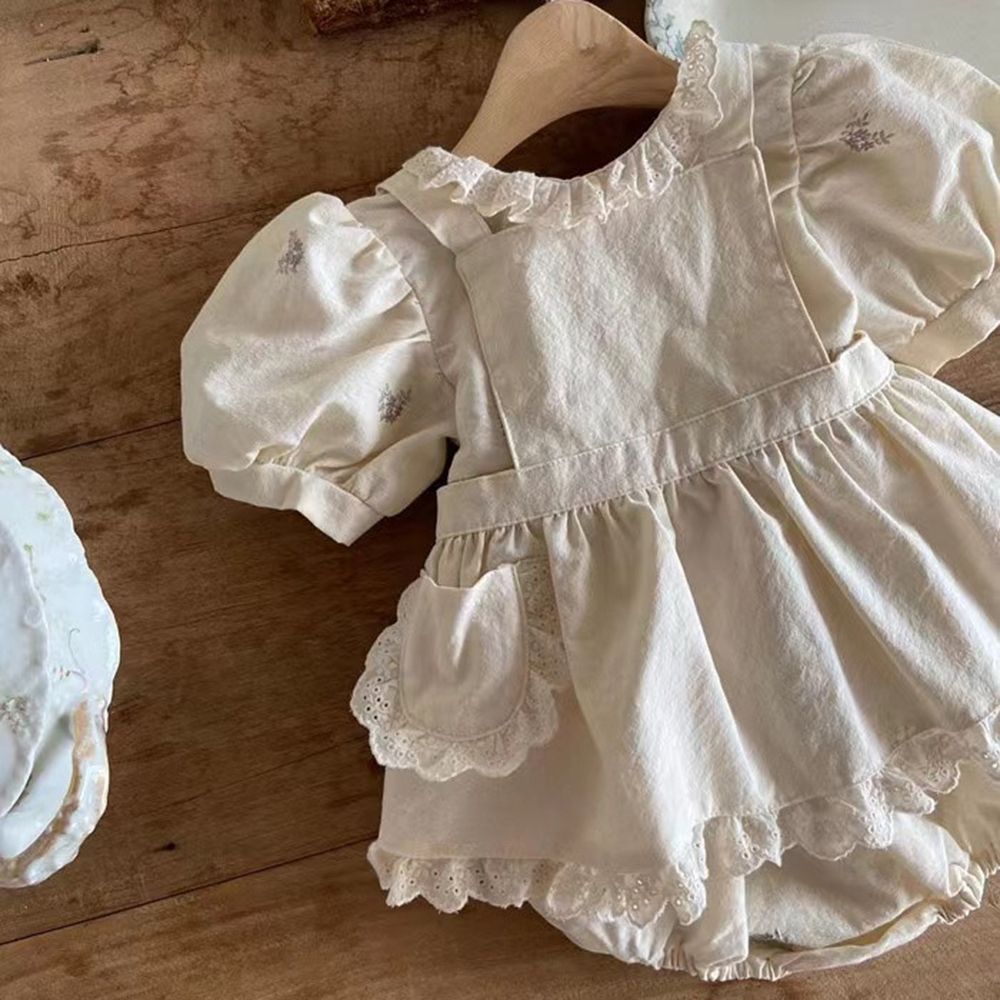 w598 Vintage Style Little Girls Bodysuit Floral Lace Embroidery Newborn Baby Summer Romper Soft Cozy Infant Bebes One Piece Clothes-image-1081878000