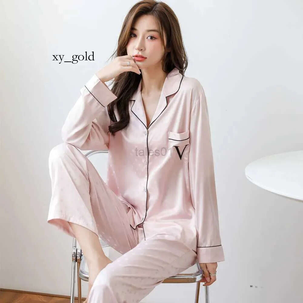 Women's Sleepwear Womens Sp Lounge Silk Satin Pamas Women Summer Spring And Autumn Thin Spwear Long-sved Home Wear Femme VS Pyjamas zln231115 z