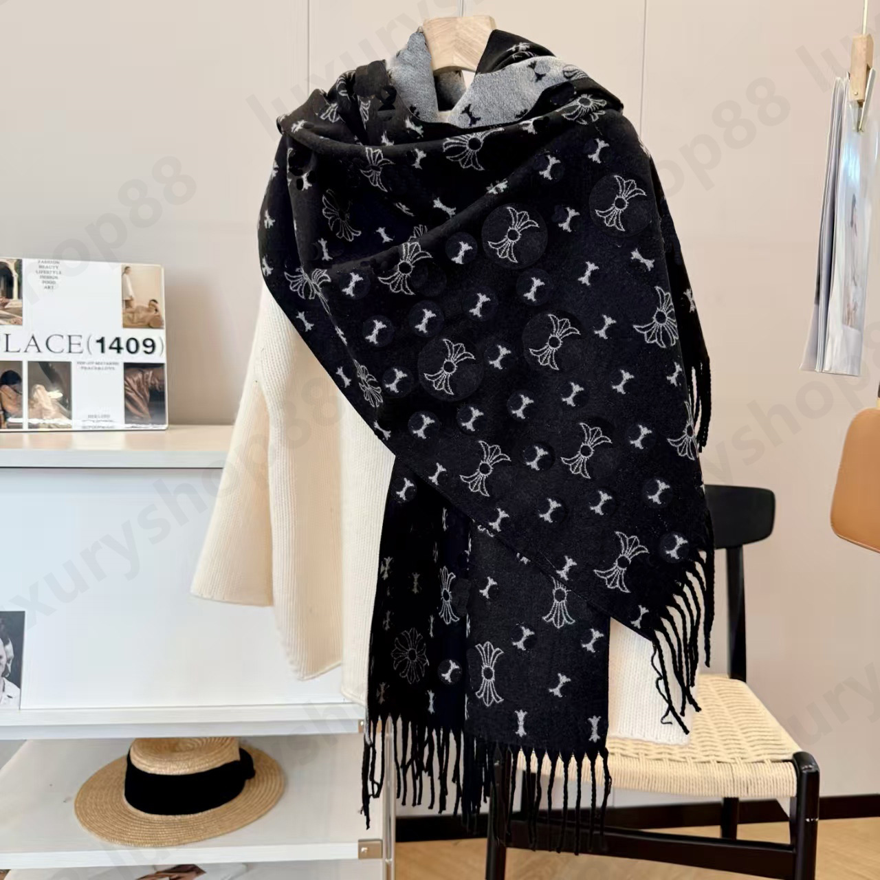 Luxury scarf Designer scarf for women echarpe cashmere scarfs sjaal Winter scarf Thick Shawl Women Long Winter Wram Wool scarf Chrome scarf Cross