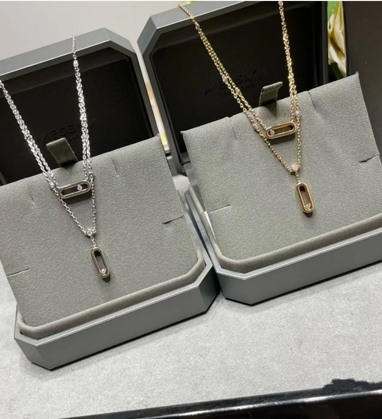 Designer Jewelry High Version Three Diamond Sliding Necklace Fashionable And Personalized Hollow Dynamic Full Pendant Collar Chain Bracelet Gold