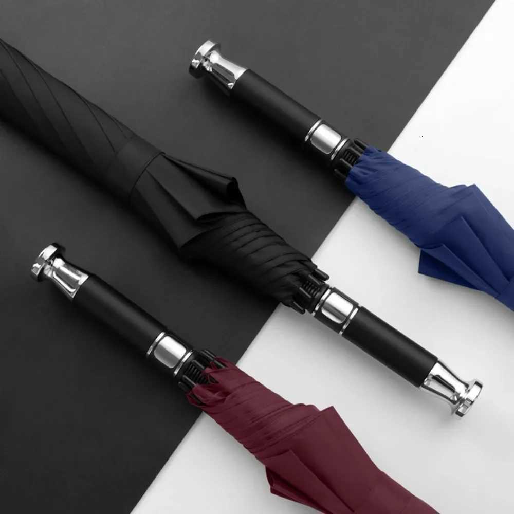 Large Sized Male Umbrella High End Straight Pole Rain Umbrella Double Layer Advertising Wind Resistant Long Handle Umbrella C251027 K260224-image-1095331335