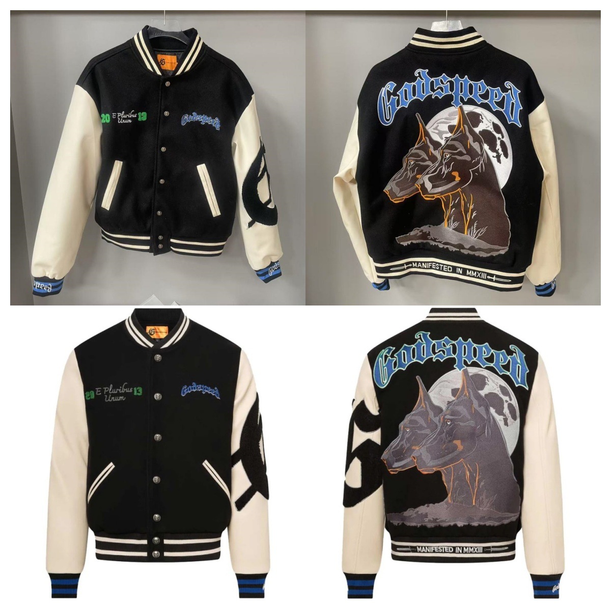 Mens Designer Jackets Heavy embroidery double headed dog high street loose baseball jacket cardigan jacket trendy