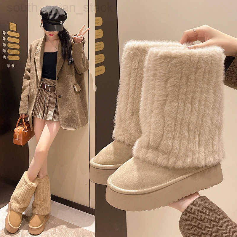 Boots Furry Womens Outdoor Winter Snow Faux Fox Fur Boots Woman Plus Warm Plaorm Soes New Fasion Boes Big Size Z251027 M260805