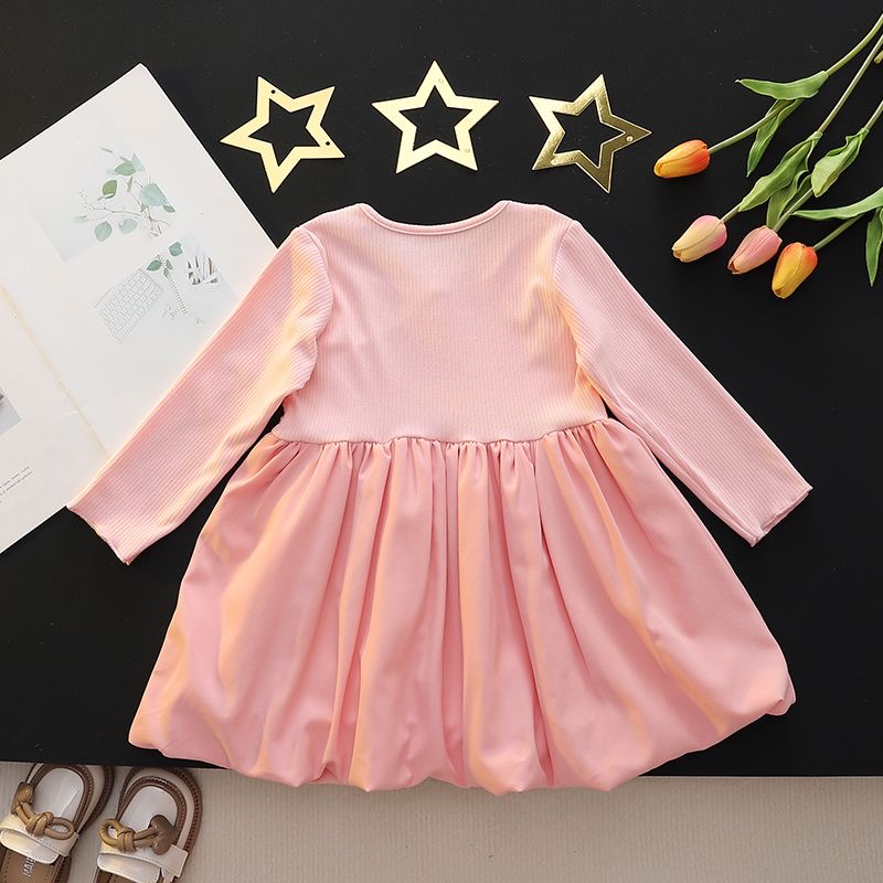 D534 Girls Spring Dress 2024 New Style Baby Girl Long Sleeve Cardigan Princess Dress Children&#039;s Fake Two-piece Dress-image-1081766890