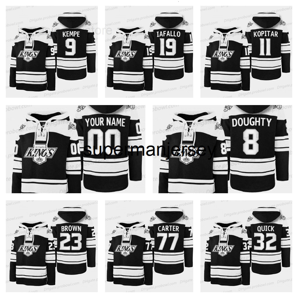 Kings 77 Jeff Carter Noir Vintage Supérieur Lacer Sweat À Capuche Maillots Personnalisé Anze Kopitar 55 Quinton Byfield Drew Doughty Brown Iafall