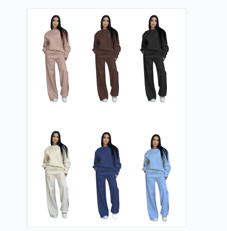 Designer Women's Fashion Plush Sweatsuit Sweatshirt Round Crew Neck Sweaters Casual Tops Shirts Hoodies Sweatpants Pants for Women 33334