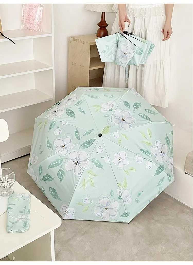 Chinese style small fresh floral umbrella womens highend feeling sun and rain dualpurpose sun umbrella highvalue automatic s C251027 M260303-image-1096023637