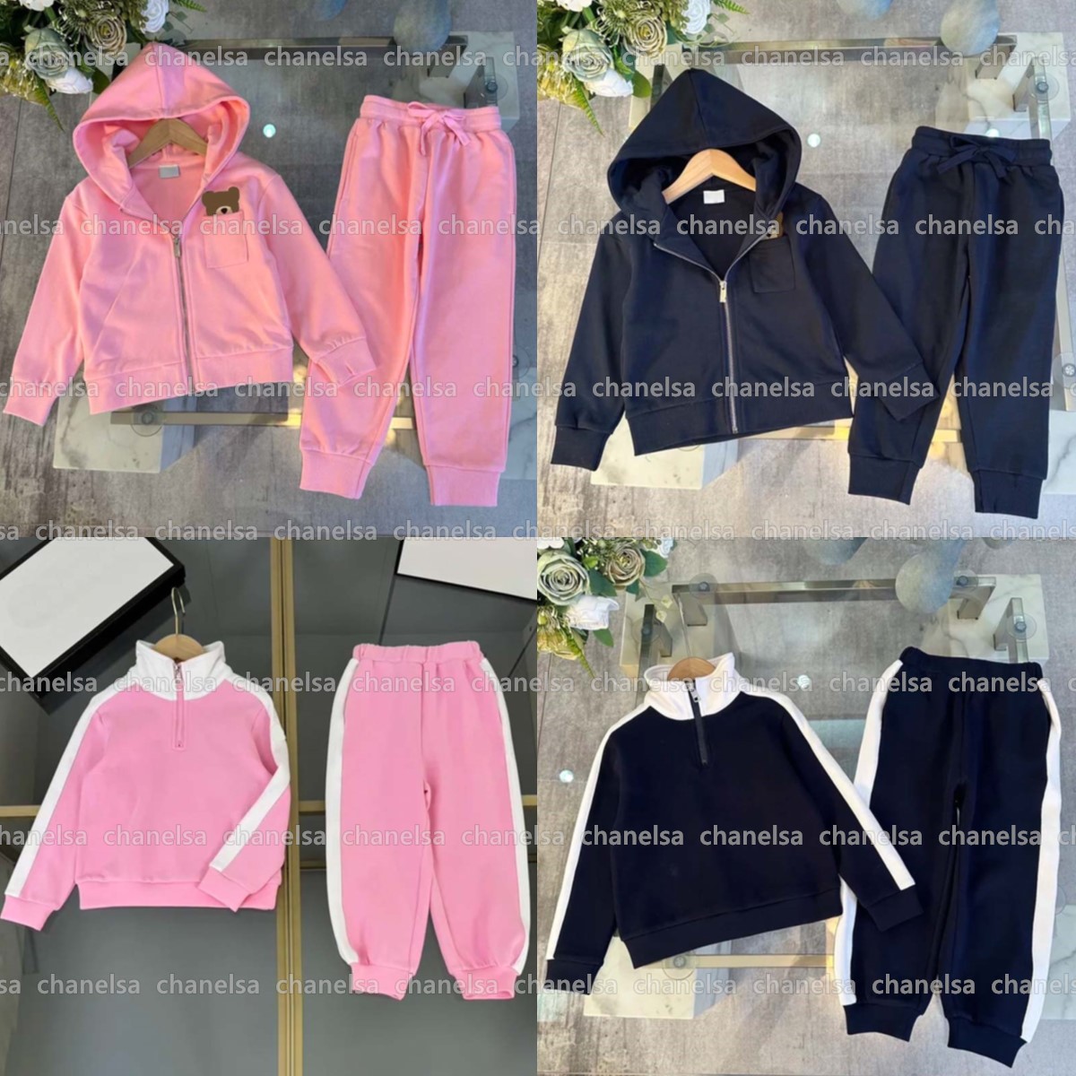 Designer Kids Sets baby Tracksuits Clothing toddler New Luxury Print pink black white Fashion Jackets Casual Sports Style Sweatshirt Boys Clothes-image-1000757486