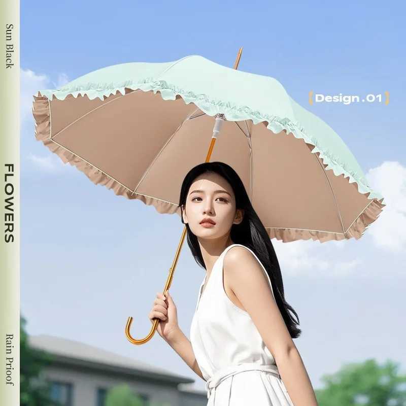 Fully shaded loilta color glue sunscreen umbrella princess umbrella skirt lace full shaded lolita long handle umbrella women C251027 K260224-image-1095330343