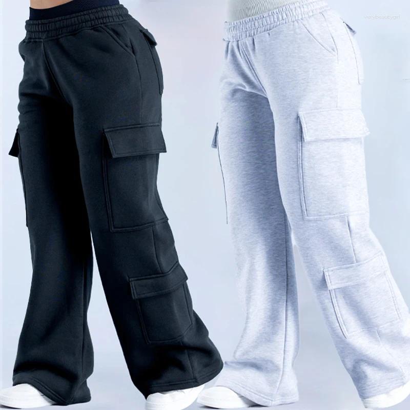 Pantalons pour femmes 2025 Femmes Pantalons de survêtement à jambes larges Taille haute Baggy Flared Revive Cargo Jogger Casual Daily Wear Loose
