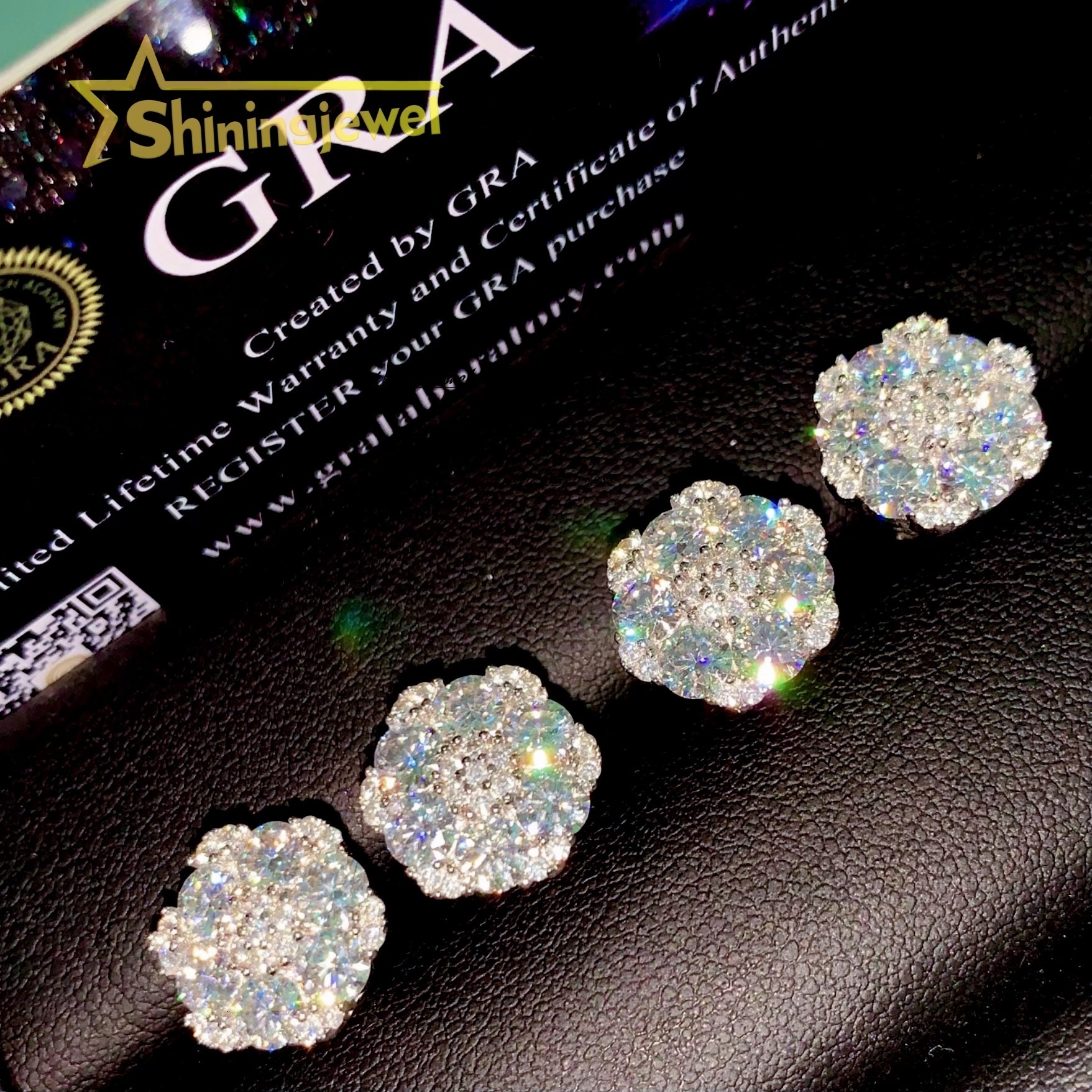 Big Cluster Flower Earrings 135mm Moissanite Flower Stud Earrings Hip Hop 925 Silver Gold Plated Pass Diamond Tester