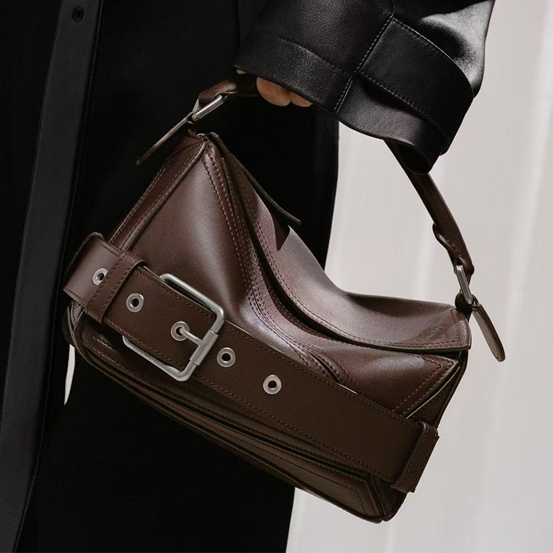 New autumn and winter puzzle geometric pattern women's shoulder bag new motorcycle bag genuine leather suede women's shoulder bag designer