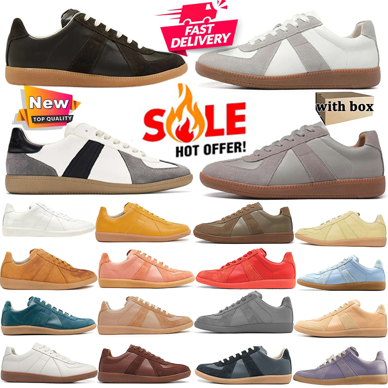 With Box German Army Trainer Gats Low Sneakers MM6 Black White Grey Gum painter Nude Shoes Men Women Casual Shoe Mens Womens Casual Shoes Big size 3