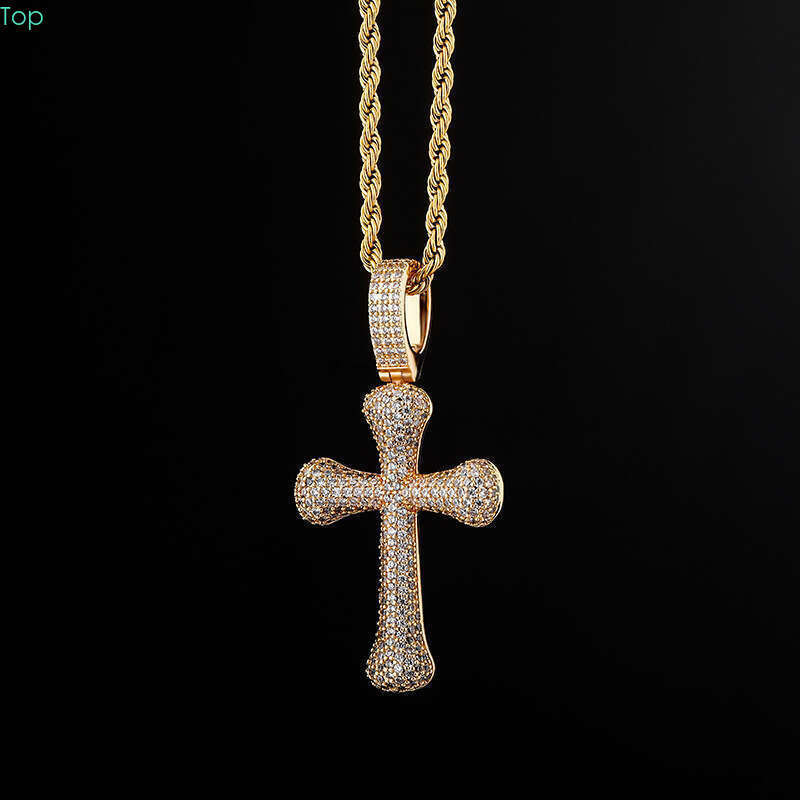 Hip Hop Full Moissanite chain Cross Pendant Necklace Unisex Trendy Fashion Accessory-image-1110711505