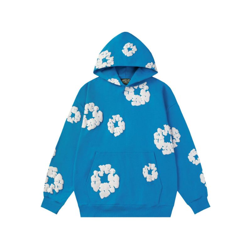 Denimhoodie Tears Designer Hoody Pants Hip Hop Vintage Style Sweatshirt Wreath Kapok Flower Graffiti Foam Graphic Hoody High Street Hip Hop Denimtea