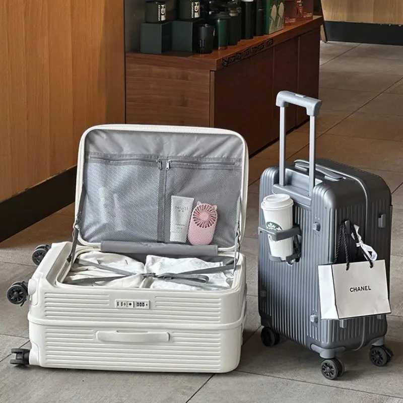 Front opening travel suitcase boarding password box handheld 26 inch front opening luggage 20 inch suitcase 24 inch luggage W251028-image-1082097147