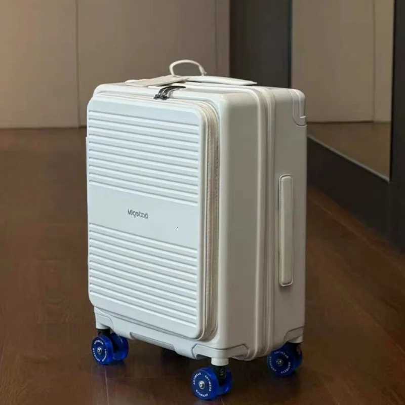 Expandable Capacity Luggage Rolling Side Opening Suitcase with Colorful Silent Spinner Wheel Travel Wide Trolley Case TSA Lock W251028-image-1082096428