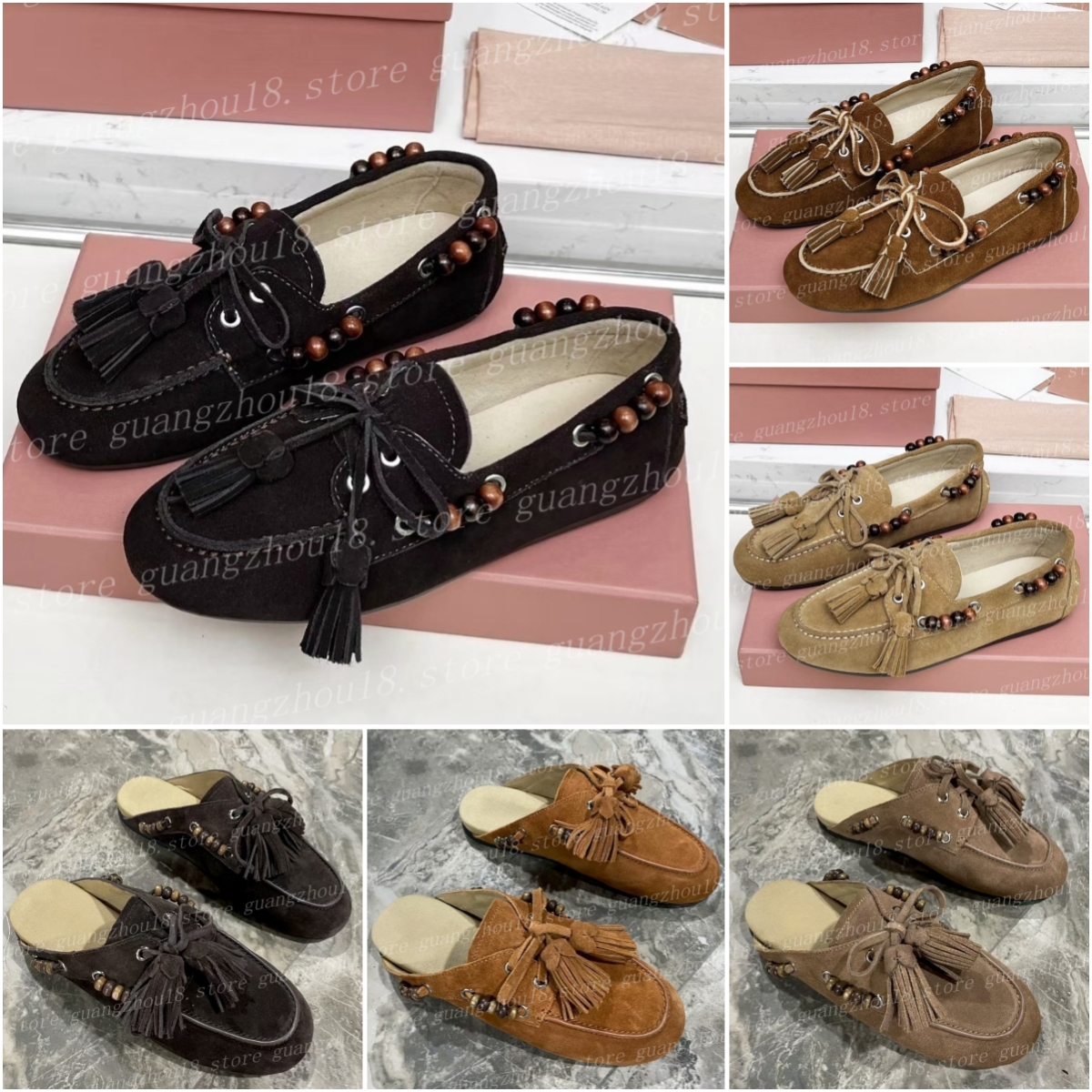 (Veuillez choisir les couleurs en fonction de l'image) Pantoufles de créateur haut de gamme pour femmes, chaussures Baotou, mocassins à pampilles