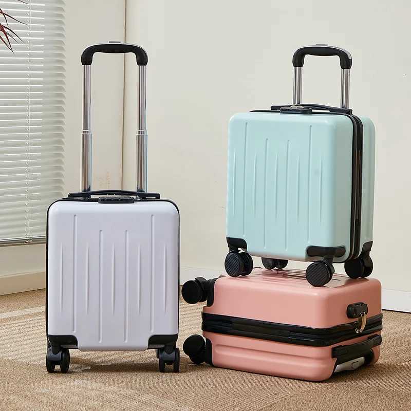 Haute qualité 14 pouces unisexe PC chariot à la mode valises de voyage à la mode ABS Mini embarquement valises à main petite main Lu W251028